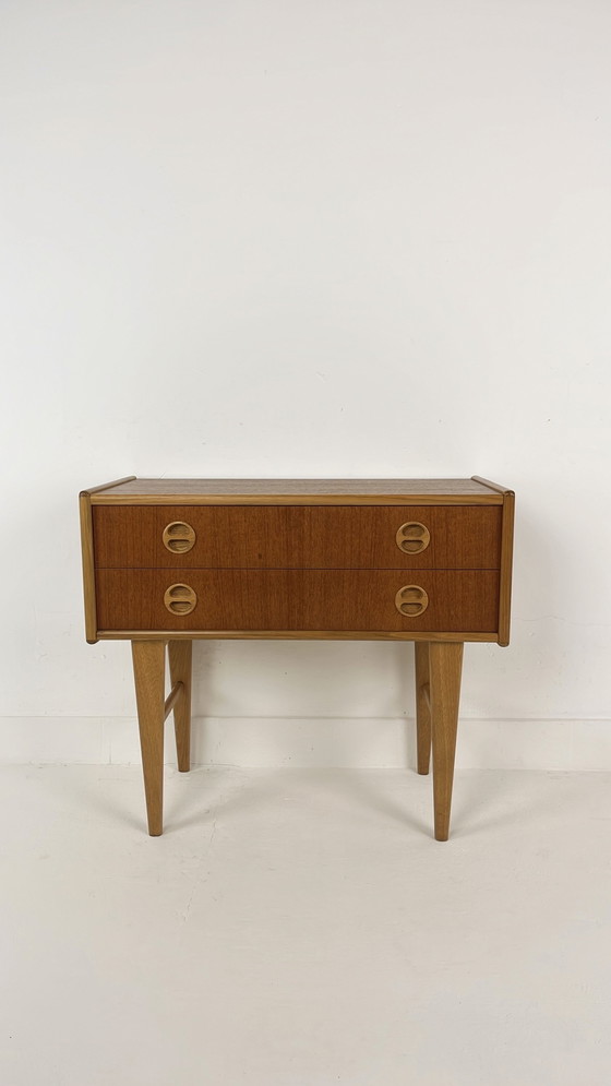 Image 1 of Teak Veneer Chest of Drawers From Sweden