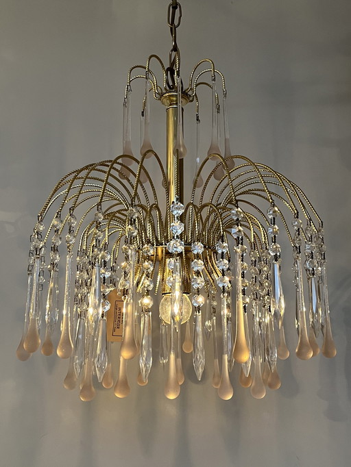 Vintage Pink Xl Teardrop Chandelier Pendant Lamp One Of A Kind !