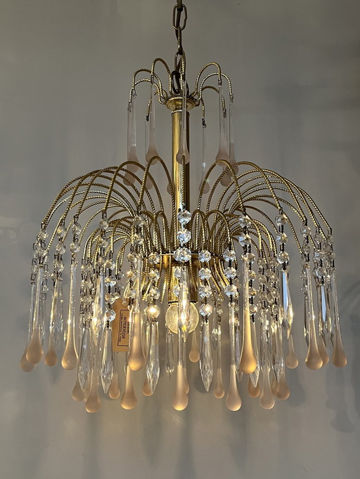 Vintage Pink Xl Teardrop Chandelier Pendant Lamp One Of A Kind !