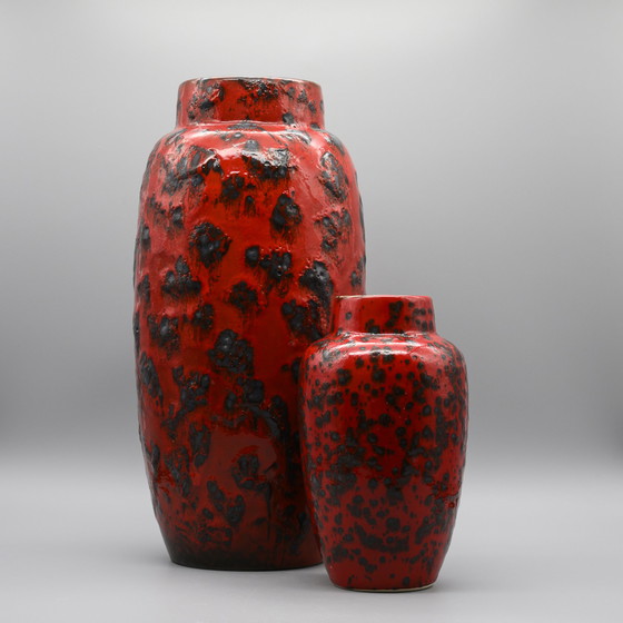 Image 1 of Bodenvase en lave grasse Poterie d'Allemagne de l'Ouest Design Mid Century Scheurich 553-38+20 CM