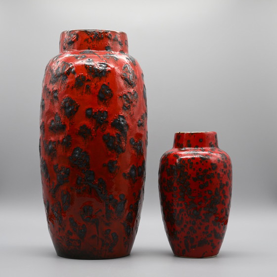 Image 1 of Bodenvase en lave grasse Poterie d'Allemagne de l'Ouest Design Mid Century Scheurich 553-38+20 CM