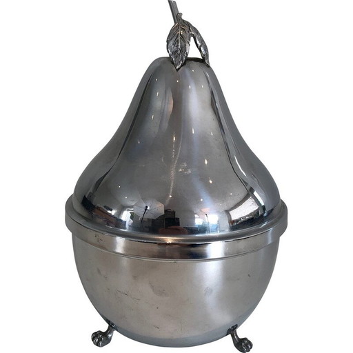 Vintage silver plated and smoked glass liquor cabinet, 1970