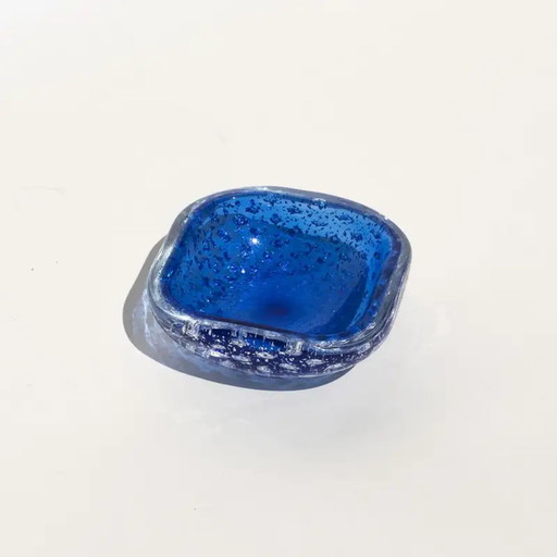 Vintage Murano bowl from the 1960s in blue murano glass with silver metal flakes – decoratieve objecten