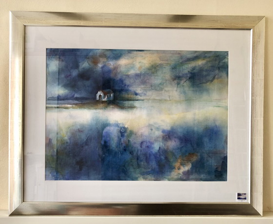 Image 1 of Margo Ellen Church on the water Watercolour. Signed. Framed.