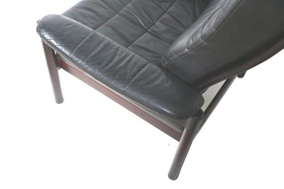 Image 1 of Black leather 60s armchair