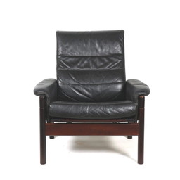 Black leather 60s armchair