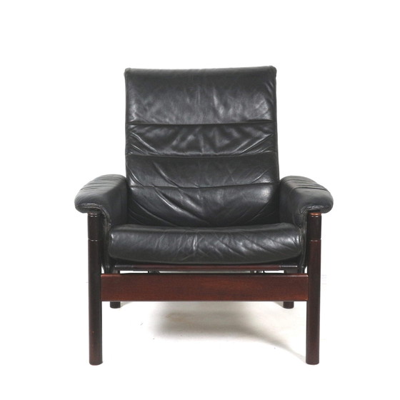 Image 1 of Black leather 60s armchair