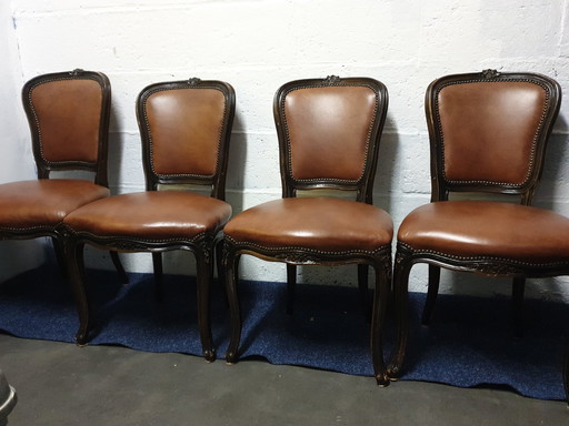 4 Louie Seize Leather Dining Chairs