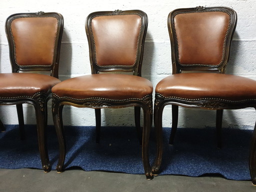 4 Louie Seize Leather Dining Chairs