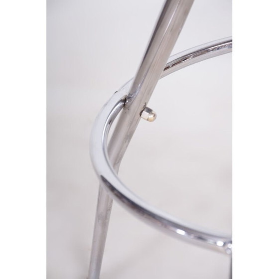 Image 1 of Sgabello da bar vintage in pelle nera, anni '30