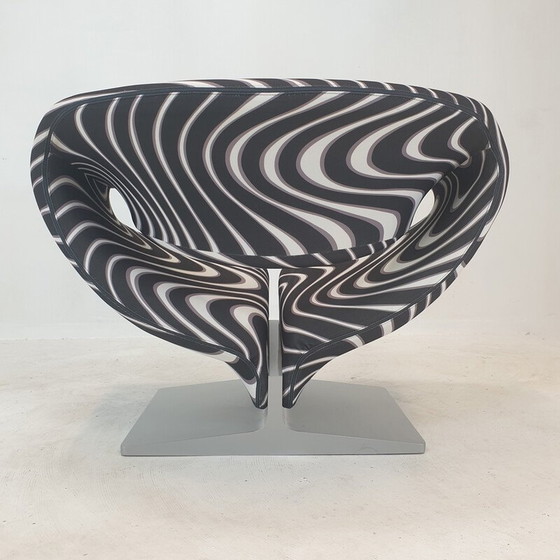 Image 1 of Vintage "Ribbon" chair with ottoman in black momentum fabric by Pierre Paulin for Artifort, France 1990