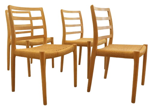 4x Niels Otto Moller model 85 chairs 'Keldby' vintage papercord