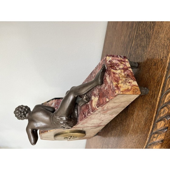 Image 1 of Orologio da camino in marmo vintage Art Déco, Francia