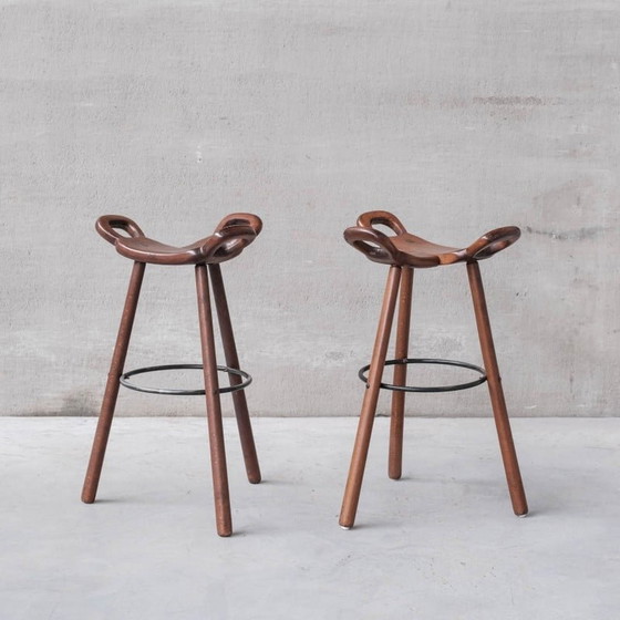 Image 1 of Brutalist mid-century "Marbella" bar stools, Spain 1970s