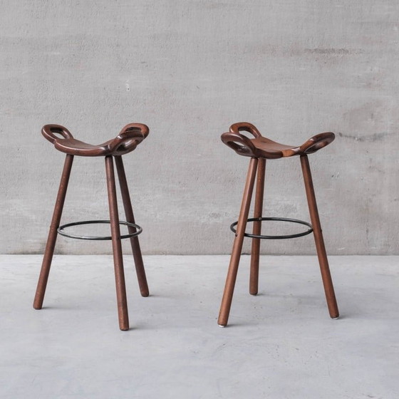 Image 1 of Brutalist mid-century "Marbella" bar stools, Spain 1970s