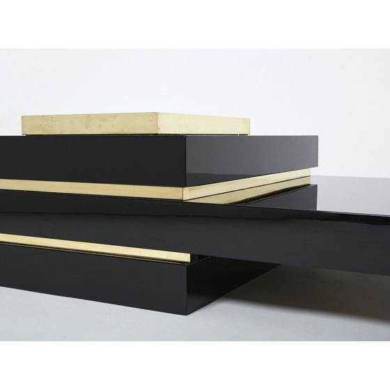Image 1 of Vintage black lacquered coffee table by Jean Claude Mahey for Roche Bobois, 1970