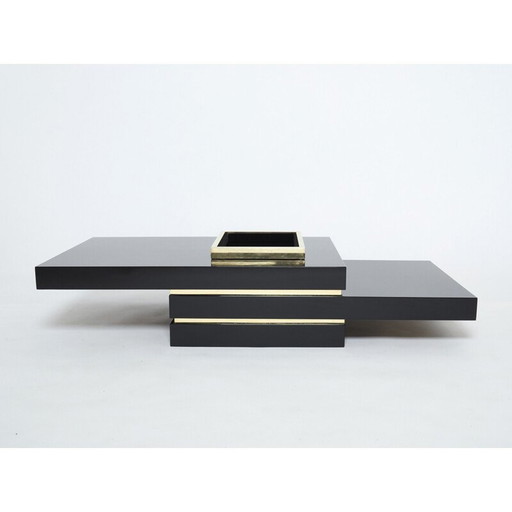 Vintage black lacquered coffee table by Jean Claude Mahey for Roche Bobois, 1970