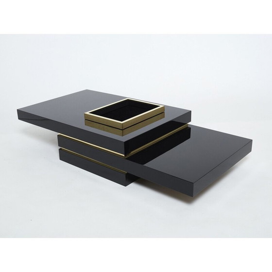 Image 1 of Vintage black lacquered coffee table by Jean Claude Mahey for Roche Bobois, 1970
