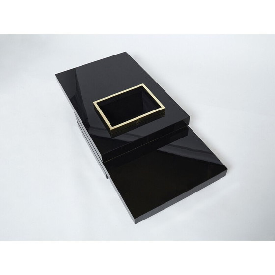Image 1 of Vintage black lacquered coffee table by Jean Claude Mahey for Roche Bobois, 1970