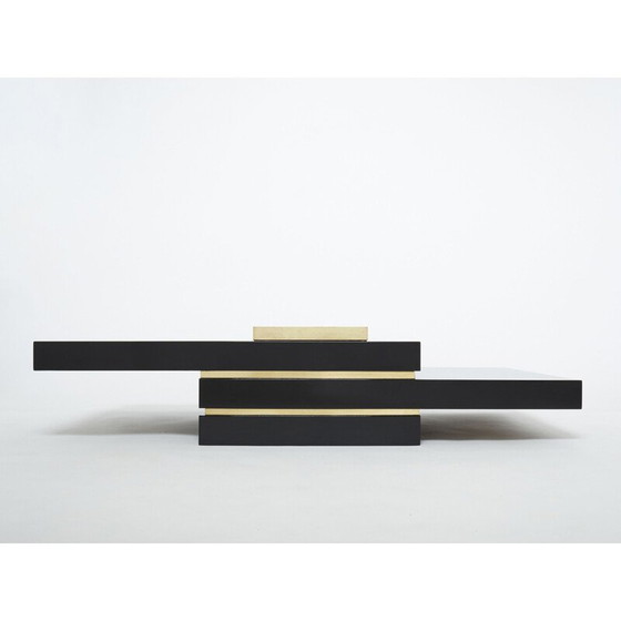 Image 1 of Vintage black lacquered coffee table by Jean Claude Mahey for Roche Bobois, 1970