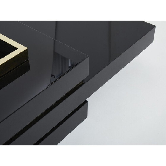 Image 1 of Vintage black lacquered coffee table by Jean Claude Mahey for Roche Bobois, 1970