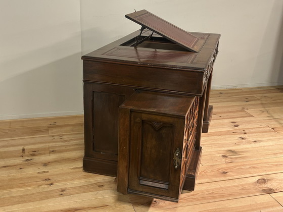 Image 1 of Unique English Vintage Desk With Pull-out Drawer Blocks