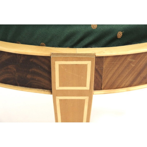 Image 1 of Vintage mahogany and fabric pouf, Sweden 1990