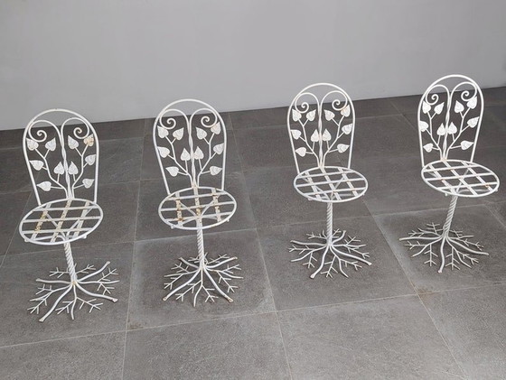 Image 1 of 5X Sculptural Wrought Iron Garden Chairs