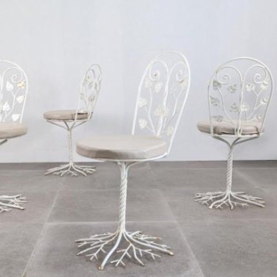 Image 1 of 5X Sculptural Wrought Iron Garden Chairs