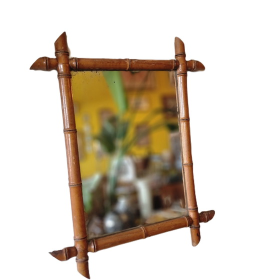 Image 1 of Faux bamboo mirror from France early 20th century