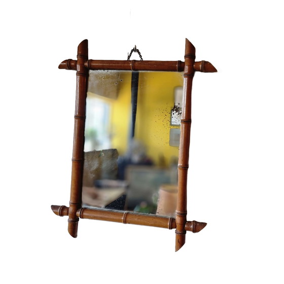 Image 1 of Faux bamboo mirror from France early 20th century