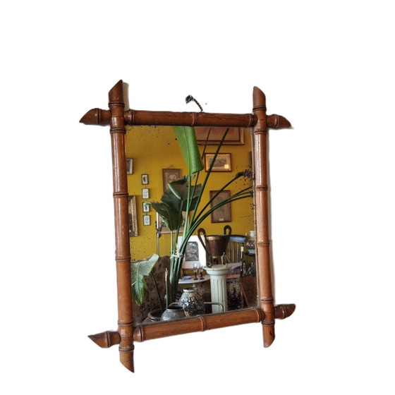 Image 1 of Faux bamboo mirror from France early 20th century