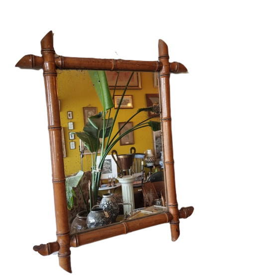 Image 1 of Faux bamboo mirror from France early 20th century