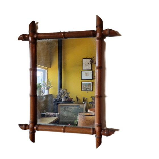 Image 1 of Miroir en faux bambou de France début 20ème siècle