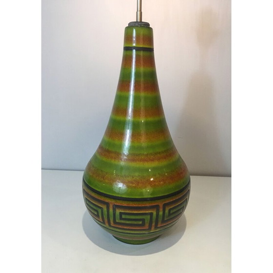 Image 1 of Lampada vintage in ceramica con motivo a chiave greca, Francia 1970