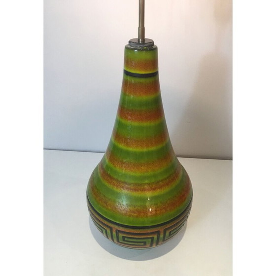 Image 1 of Lampada vintage in ceramica con motivo a chiave greca, Francia 1970