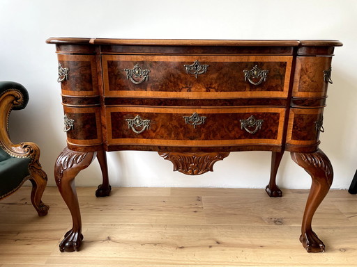 Burr Walnut Lowboy Chest of Drawers