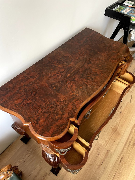 Image 1 of Burr Walnut Lowboy Chest of Drawers