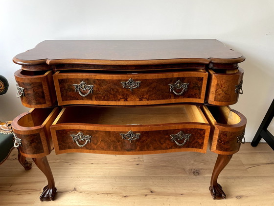 Image 1 of Burr Walnut Lowboy Chest of Drawers