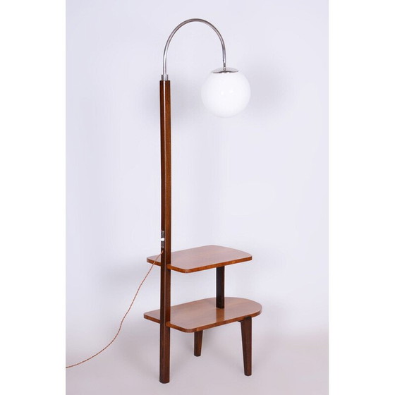 Image 1 of Lampada da terra Art Déco vintage in noce e faggio di Jindrich Halabala per Up Zavody, Cecoslovacchia 1930
