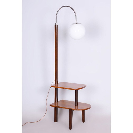 Image 1 of Lampada da terra Art Déco vintage in noce e faggio di Jindrich Halabala per Up Zavody, Cecoslovacchia 1930