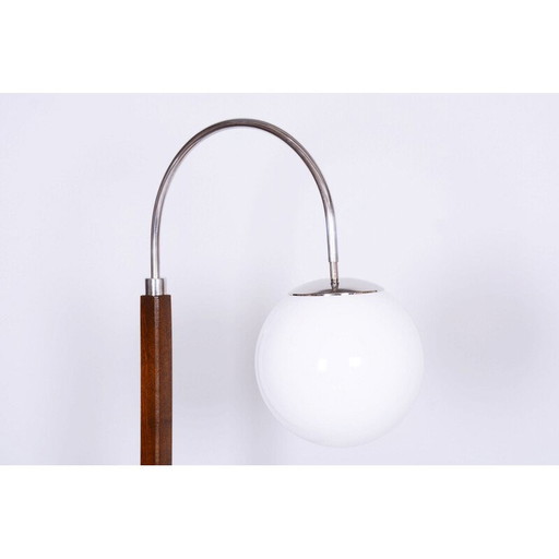 Vintage Art Deco floor lamp in walnut and beech by Jindrich Halabala for Up Zavody, Czechoslovakia 1930