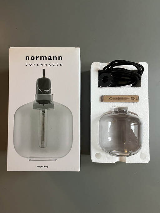 Set Of 2 Normann Copenhagen Amp Lamps Smoke/Black, 1X Small + 1X Large