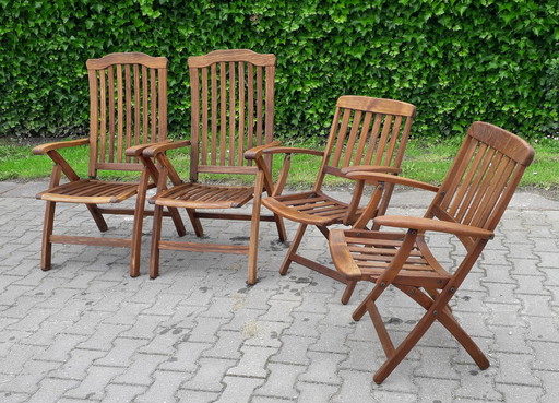 4 chaises de jardin Hartman Mesch Selection en teck, pliantes