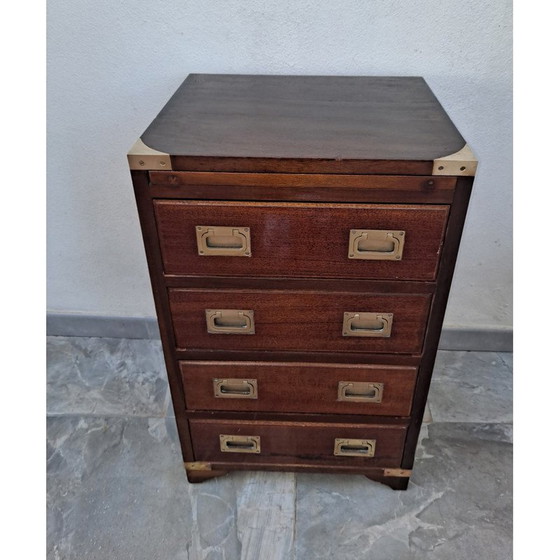 Image 1 of Vintage military campaign set of drawers with sliding shelf, 1900s