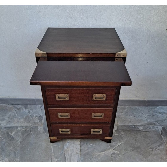 Image 1 of Vintage military campaign set of drawers with sliding shelf, 1900s