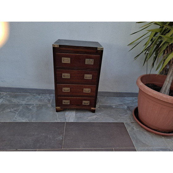 Image 1 of Vintage military campaign set of drawers with sliding shelf, 1900s