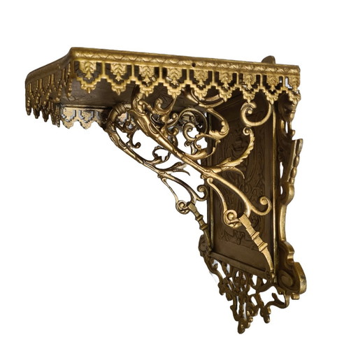 Classic French Brass Wall Console, Late 19th Century