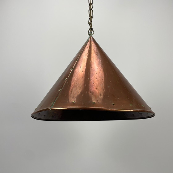 Image 1 of Conical Copper Pendant Light By E.S Horn Aalestrup, Denmark 1950