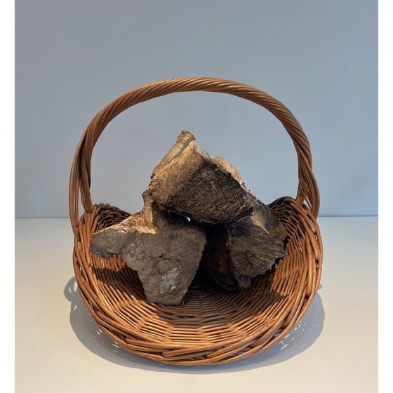 Image 1 of Vintage rattan log holder, France 1970